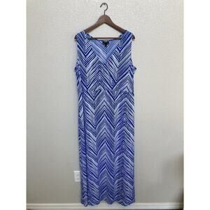 Lane Bryant blue white maxi dress vacation stretch size 18/20 travel zebra beach